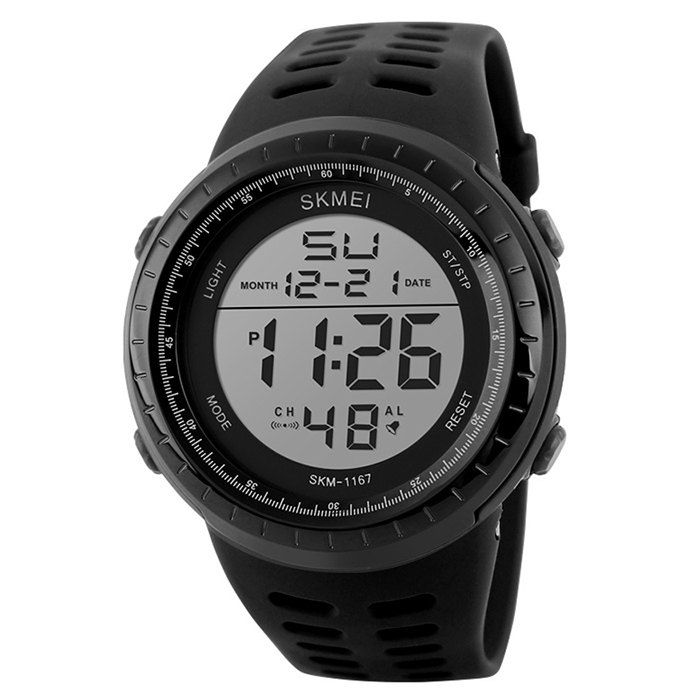 

SKMEI Pedometer Luminous Digital Sports Watch, Black