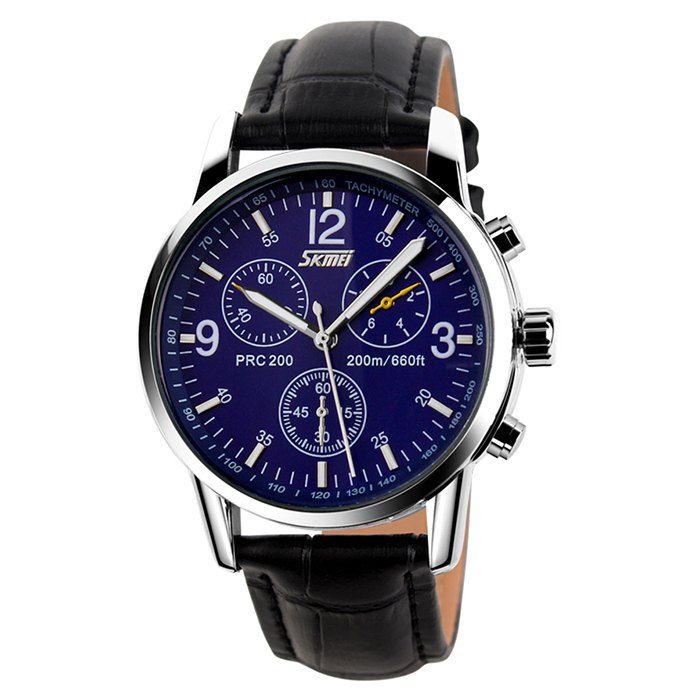 

SKMEI Faux Leather Tachymeter Quartz Watch, Blue