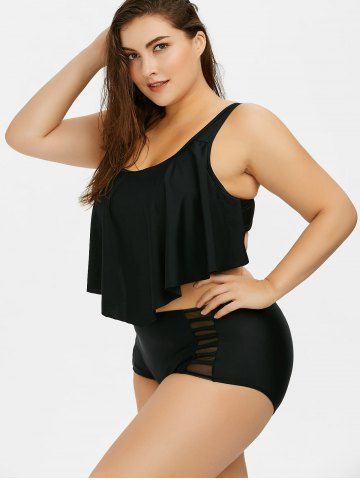 Plus size flounce high waist bottom bikini