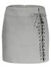 Faux Suede Lace Up Skirt -  