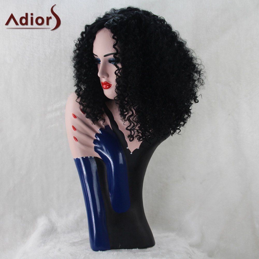 

Adiors Medium Synthetic Middle Part Afro Curly Wig, Black