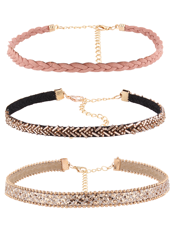 Discount Artificial Leather Braid Choker Necklace Set  