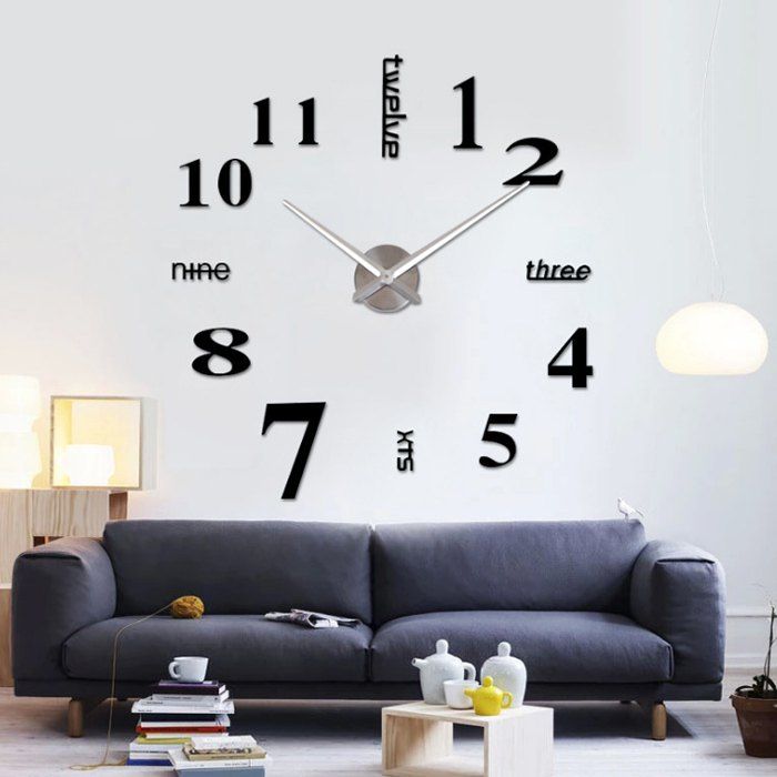 

Home Decor DIY Analog Number Wall Clock, Black