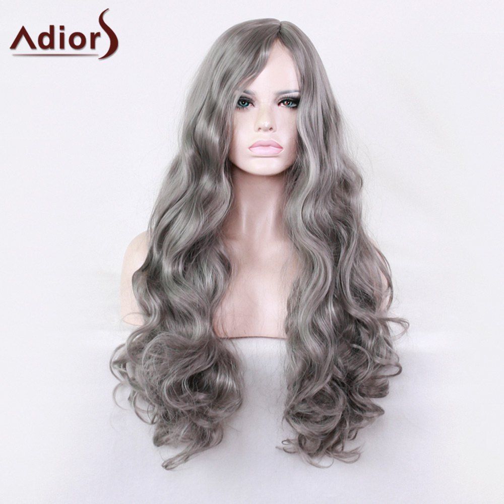 

Adiors Long Wavy Side Part Synthetic Harajuku Cosplay Wig, Gray