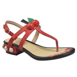 Faux Pearls PU Leather Sandals