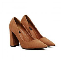 Pointed Toe Chunky Heel Pumps