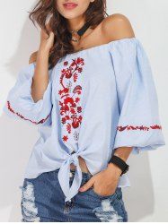 Off The Shoulder Embroidered Blouse -  