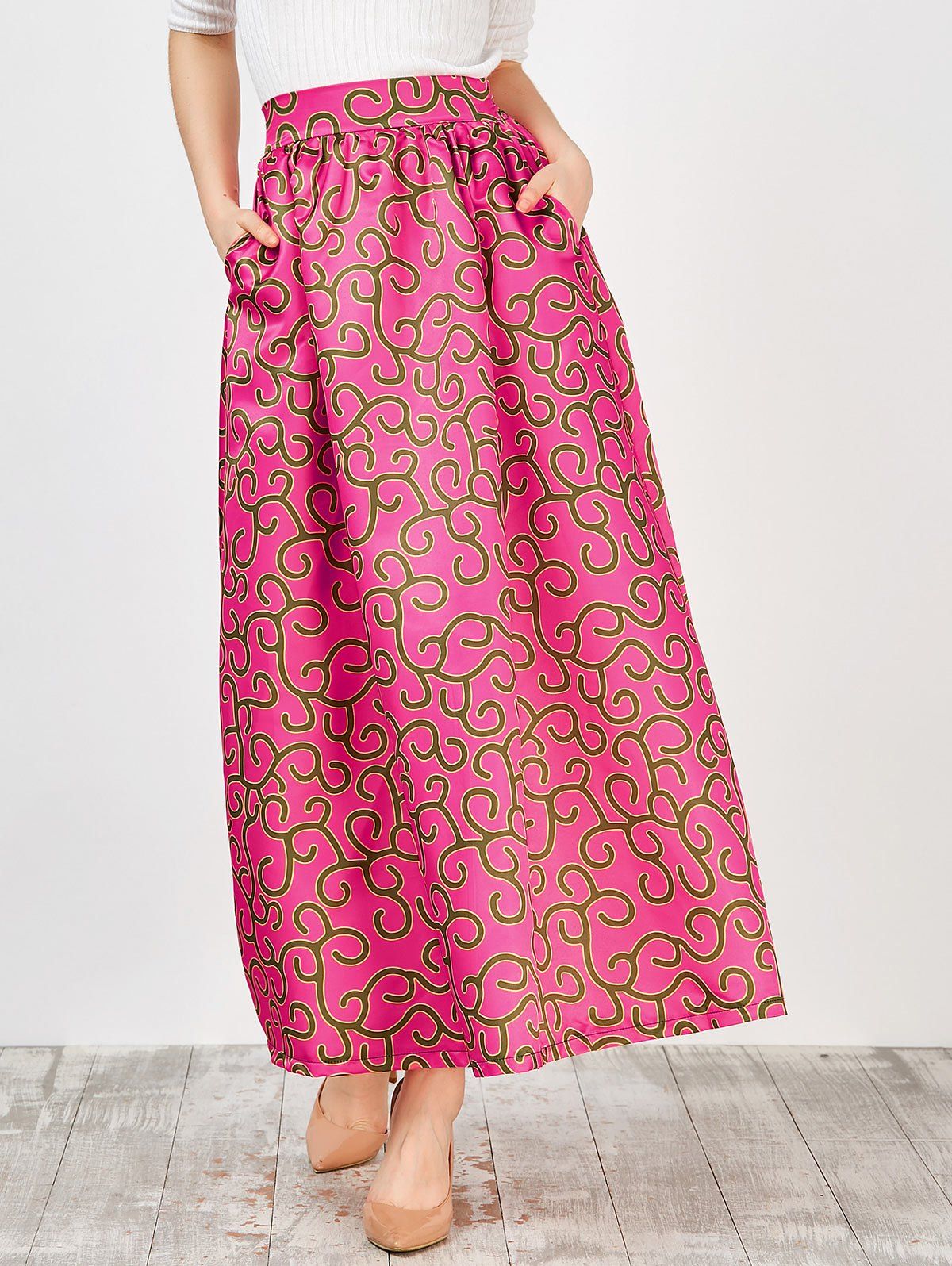 Cheap High Waist Africa Print Skirt  