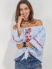 Off The Shoulder Embroidered Blouse -  