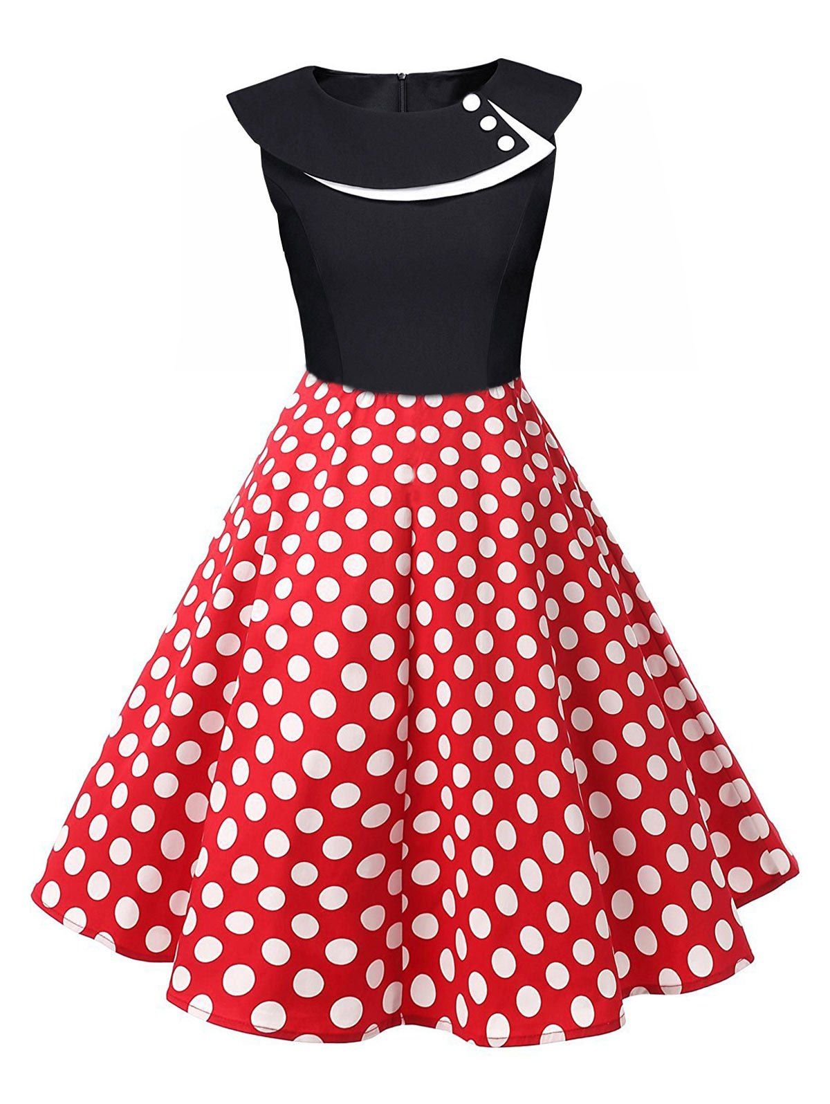 [79% OFF] Polka Dot Swing Pin Up A Line Dress | Rosegal