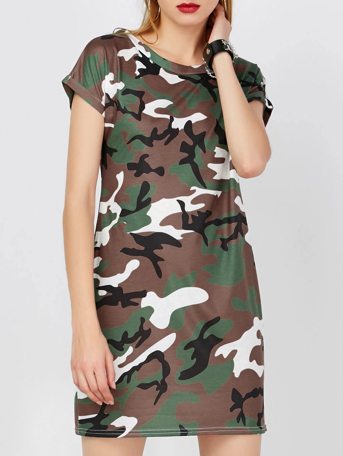 camo shift dress