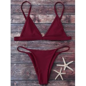 

Spaghetti Strap String Bikini Set, Burgundy