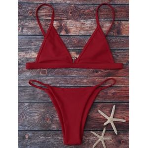 

Spaghetti Strap String Bikini Set, Red