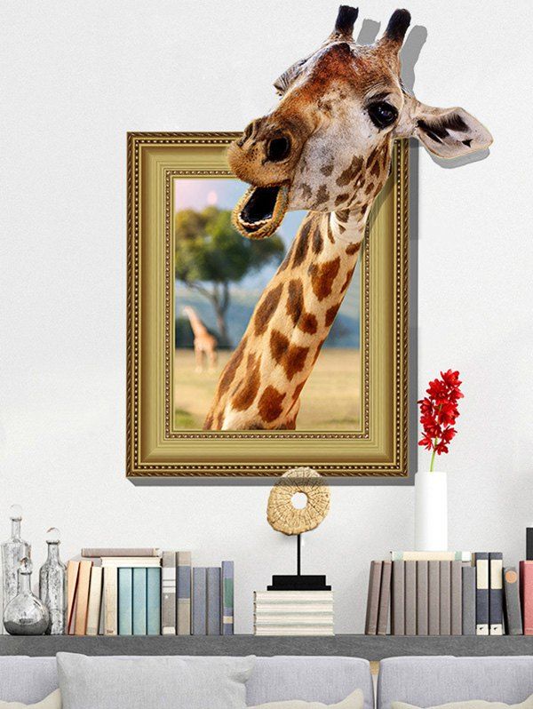 

3D Giraffe Vinyl Wall Art Sticker Home Decoration, Light brown