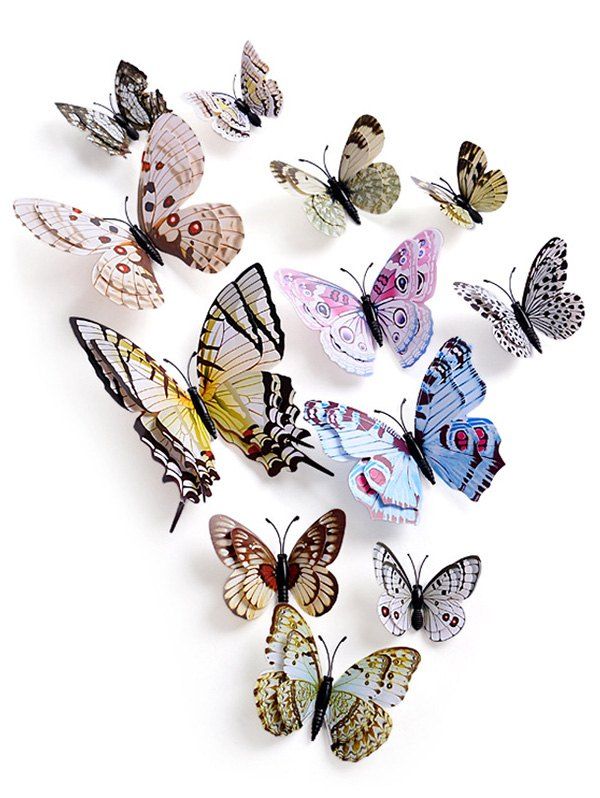 

12Pcs/Set Magnet DIY 3D Butterflies PVC Wall Stickers, Beige