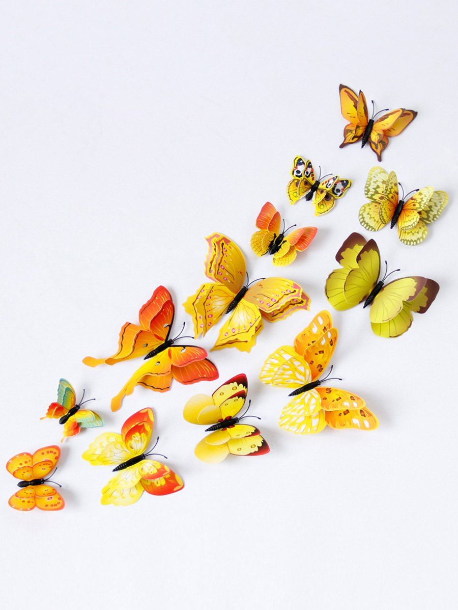 

12Pcs/Set Magnet DIY 3D Butterflies PVC Wall Stickers, Yellow