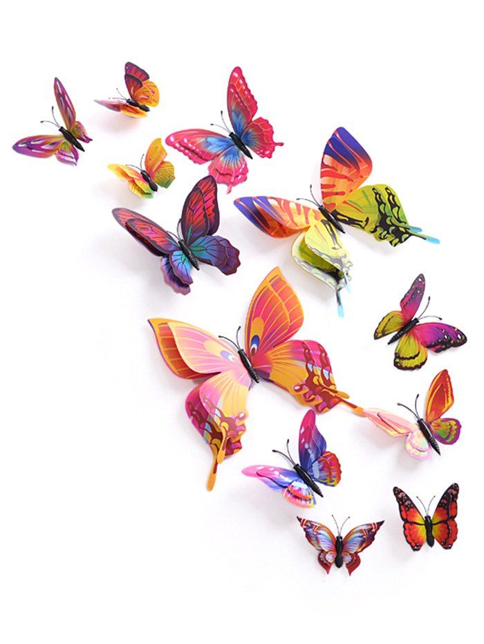 

12Pcs/Set Magnet DIY 3D Butterflies PVC Wall Stickers, Colormix