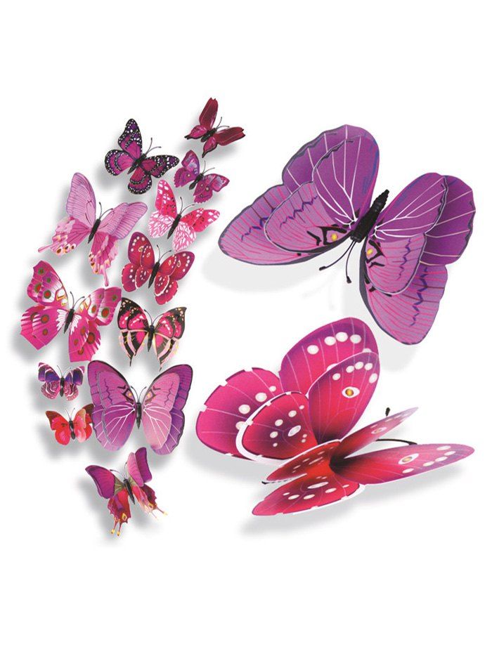 

12Pcs/Set Magnet DIY 3D Butterflies PVC Wall Stickers, Purple