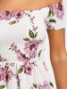 Mini Floral Off Shoulder A Line Skater Dress -  