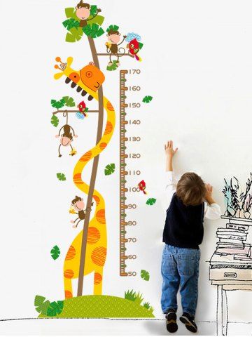 colormix 60 90cm cartoon removable vinyl children room giraffe giraffe height chart
