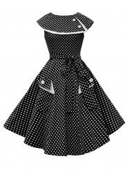 [55% OFF] Polka Dot Vintage Dress | Rosegal