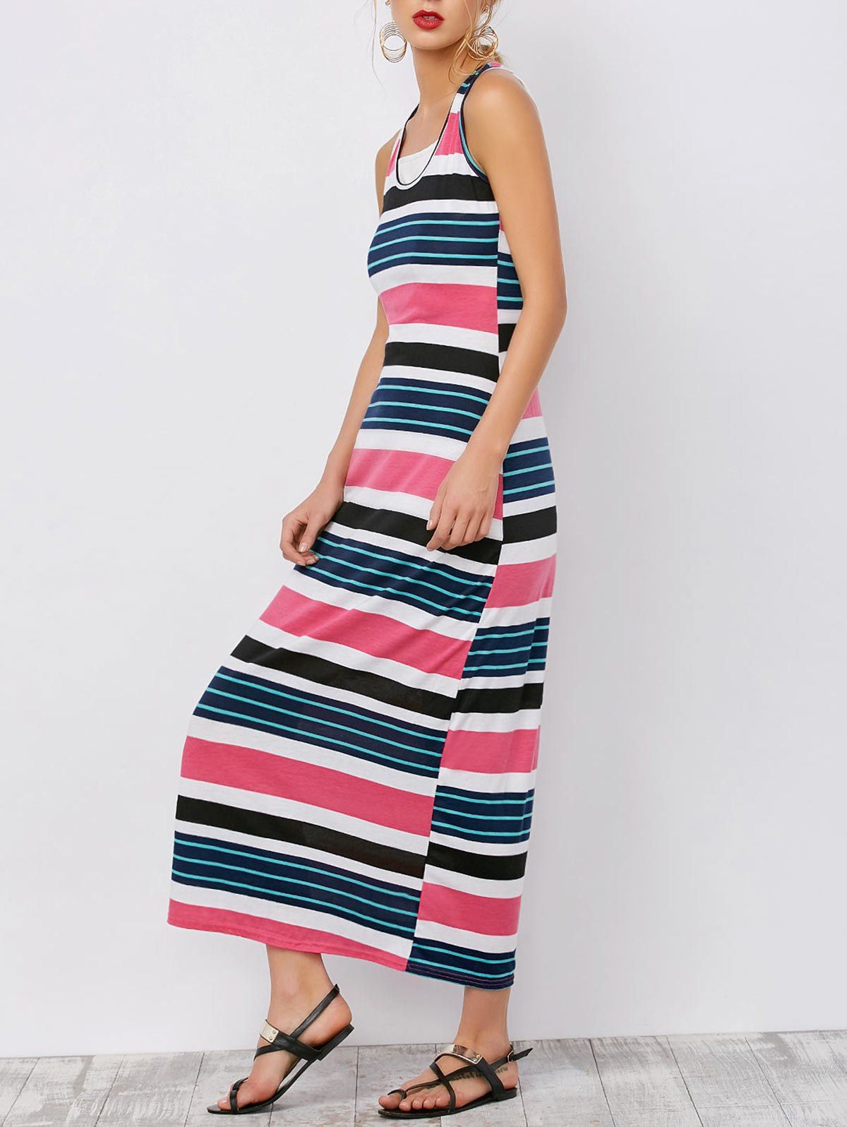 [61% OFF] Stripe Ankle Length Maxi Tank Dress | Rosegal