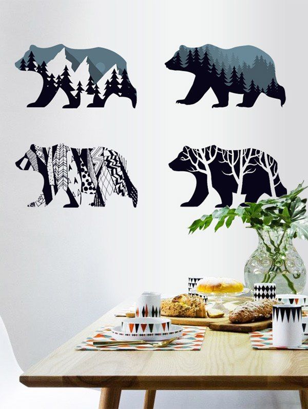 

Removable Tree Bear Wall Art Sticker, Deep blue