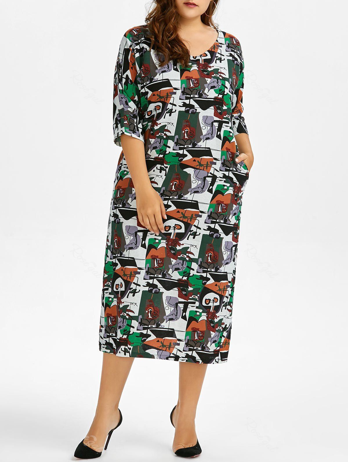 Colormix One Size Plus Size Print Maxi Dress