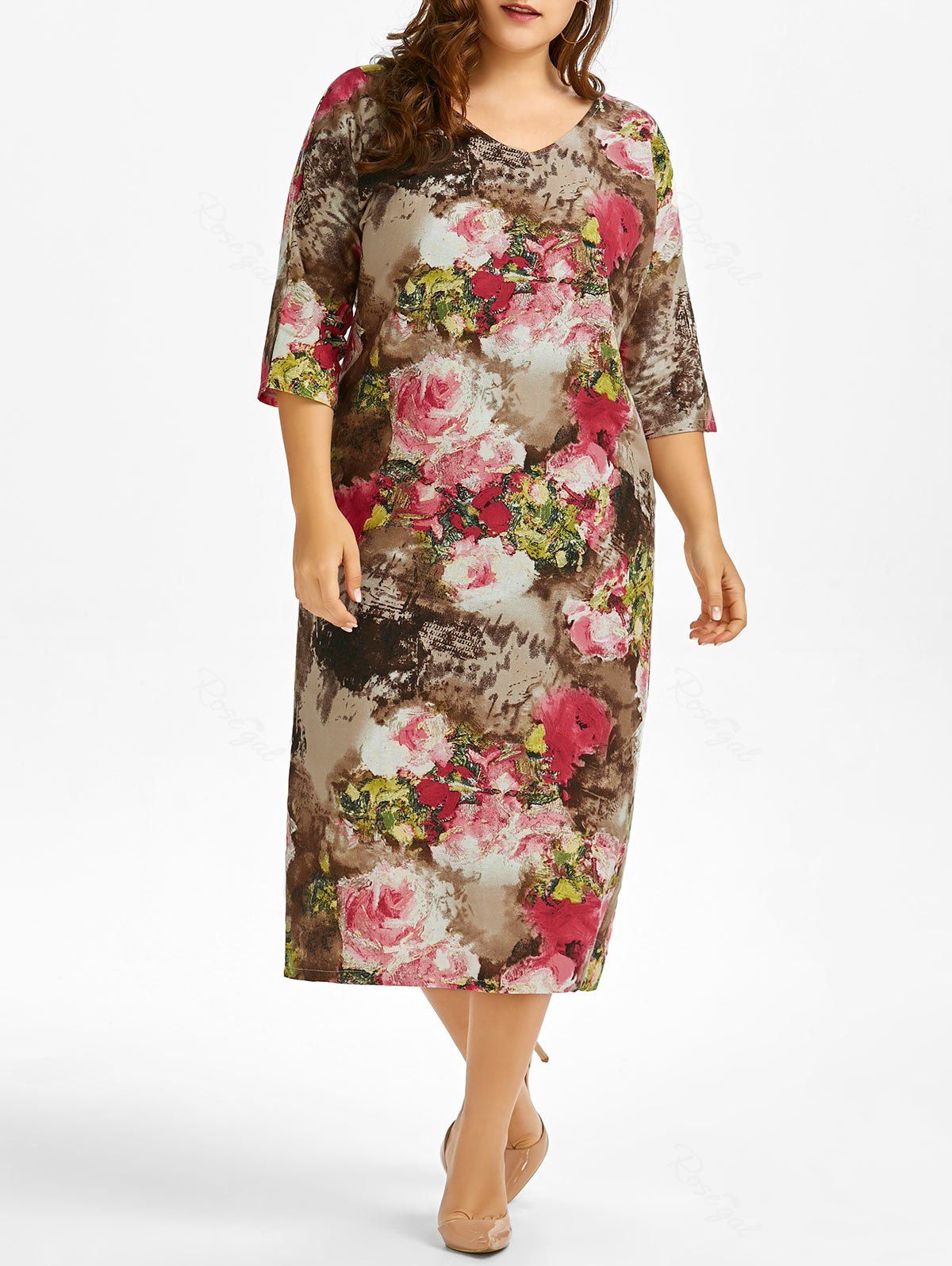 2018 Maxi Floral Plus Size Dress In Colormix One Size | Rosegal.com