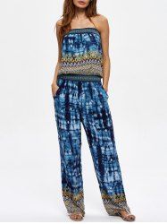 Tie Dye Strapless Jumpsuit with Pockets -  