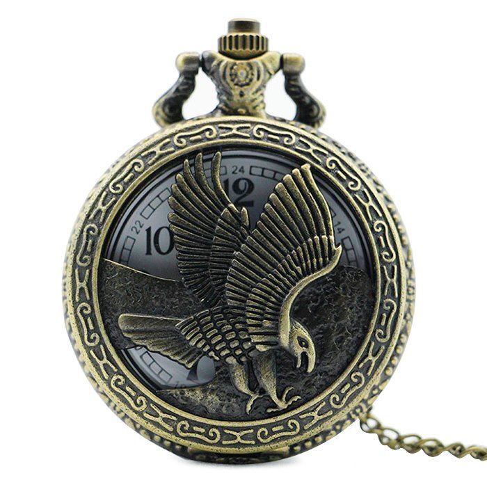 

Eagle Engraved Number Vintage Pocket Watch, Copper color