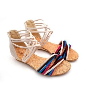 Cross Straps Color Block Sandals