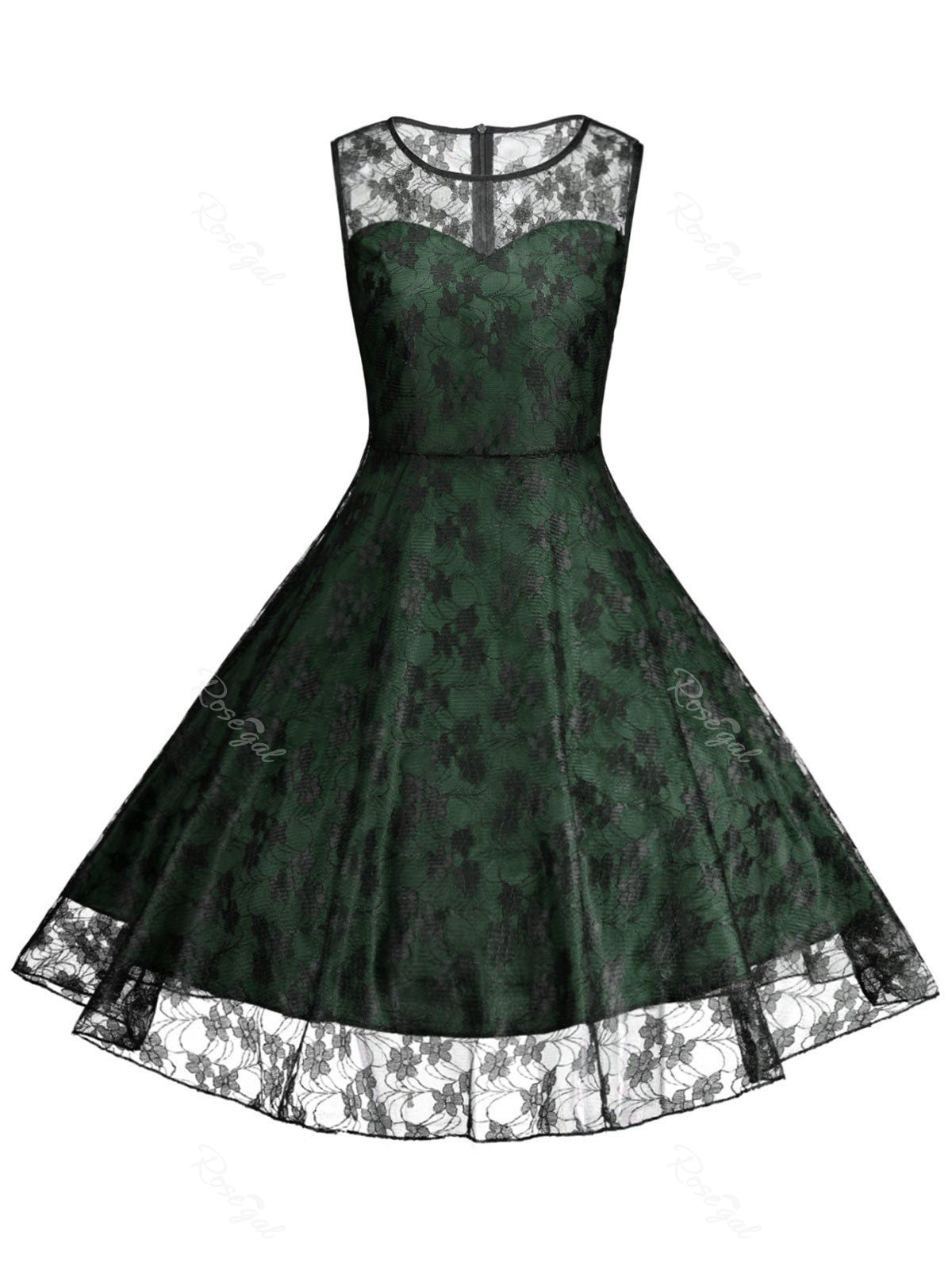 

Plus Size Lace Cocktail Formal Party Dress, Green