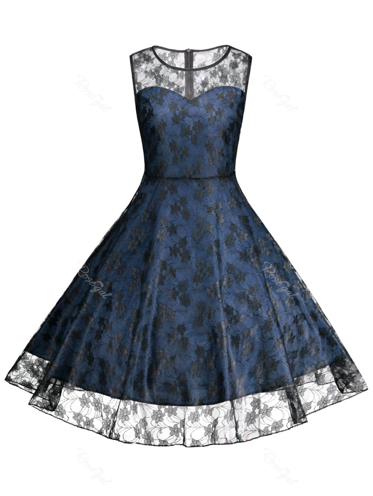 

Plus Size Lace Cocktail Formal Party Dress, Cerulean