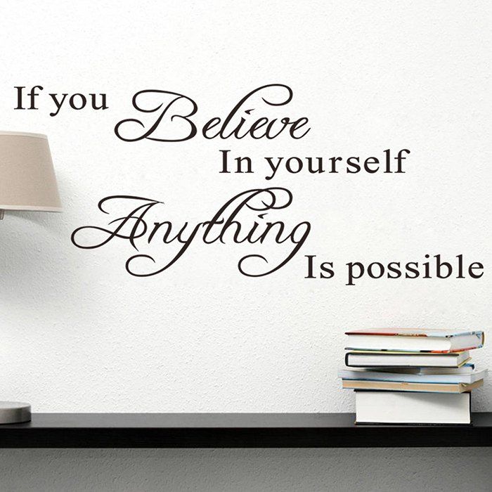 

Believe Yourself Quote Wall Sticker For Bedrooms, Black