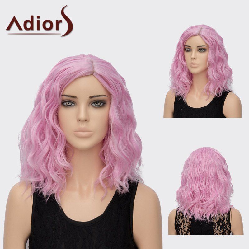 

Adiors Medium Side Part Curly Colormix Synthetic Wig, Pearl light pink