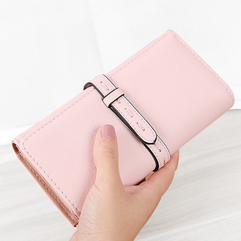 

Strap Tri Fold Clutch Wallet, Pink