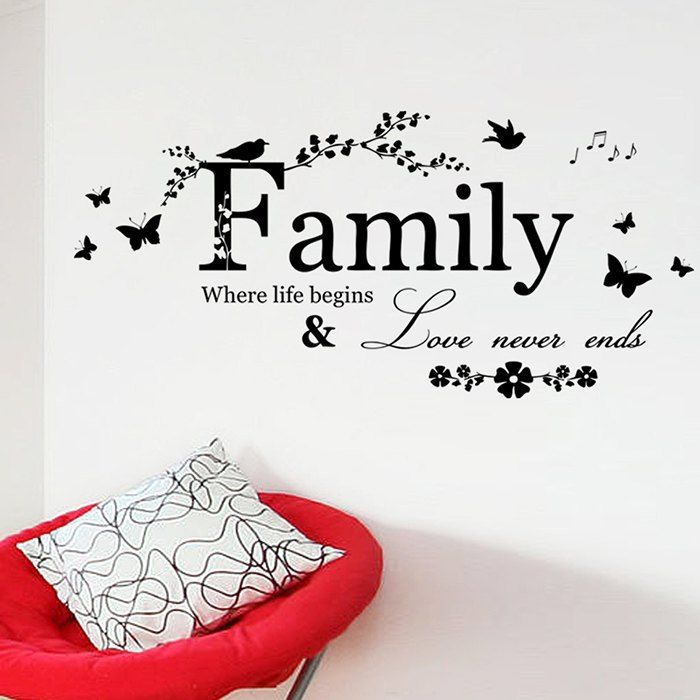 

Family Butterfly Quote Wall Stickers For Living Room, Black