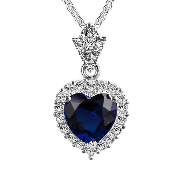 

Artificial Diamond Gemstone Heart Pendant Necklace, Royal