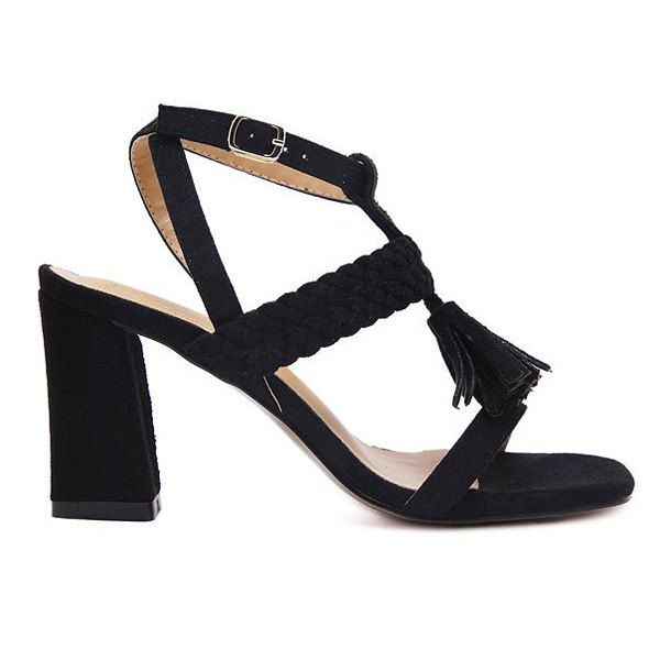 tassel block heel sandals