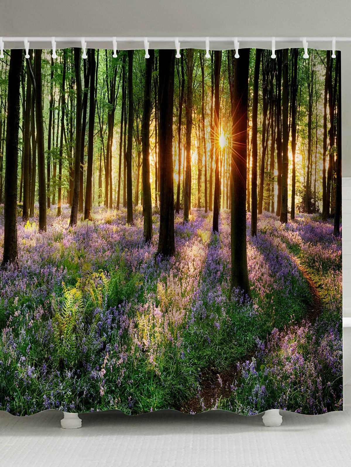 [16 OFF] Waterproof Fabric Sunshine Forest Shower Curtain Rosegal