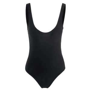 Black M Scoop Neck Low Back One-piece Swimwear | RoseGal.com