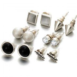 Alloy Rhinestone Feather Geometric Earring Set