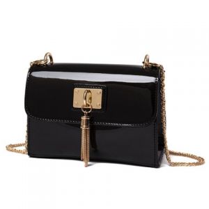 Tassel Patent Leather Crossbody Bag