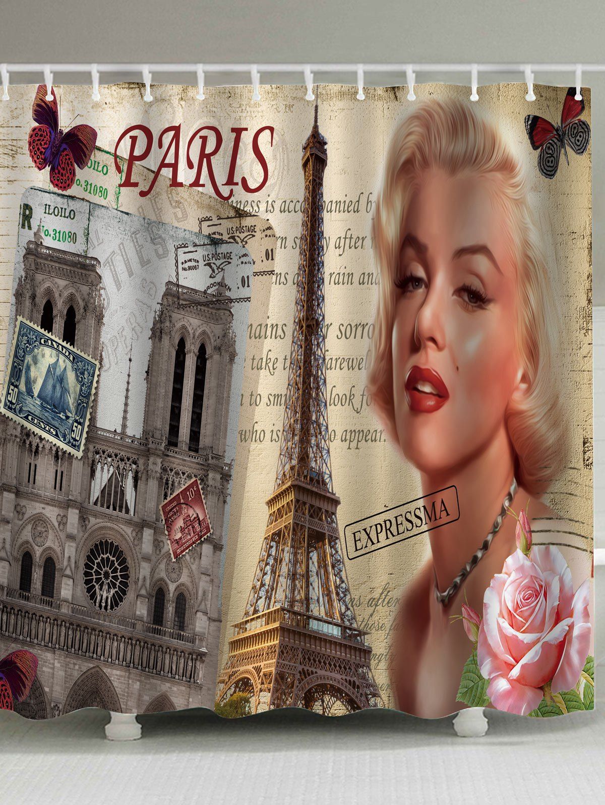 Colormix W71inch L79inch Water Repellent Marilyn Monroe Shower Fashion Water Repellent Marilyn Monroe Shower Curtain