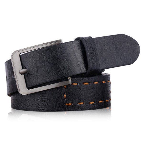 

Hot Stamped Artificial Leather Letter Belt, Black