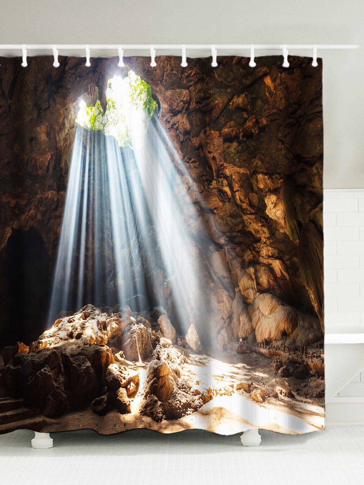 Waterproof Natural Cave Mountain Design Shower Curtain [18 OFF] Rosegal