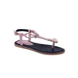 Faux Pearls T Bar Flat Sandals
