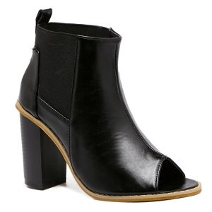 Elastic Band Block Heel Peep Toe Shoes