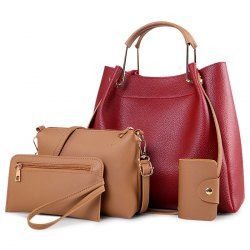 Metal Handle 4 Pieces Tote Bag Set